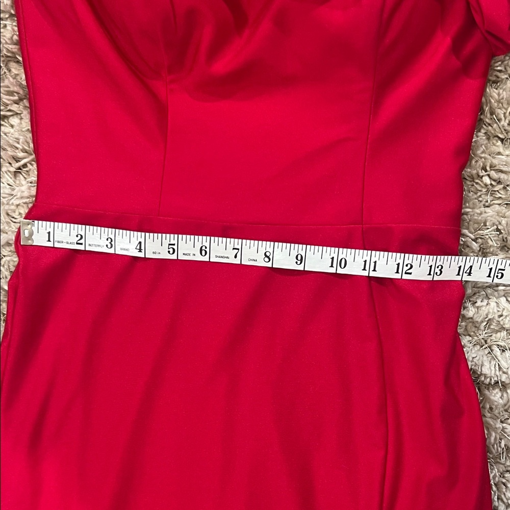 Ava Presley Elegant Red Off-Shoulder Dress - Picture 14 of 17